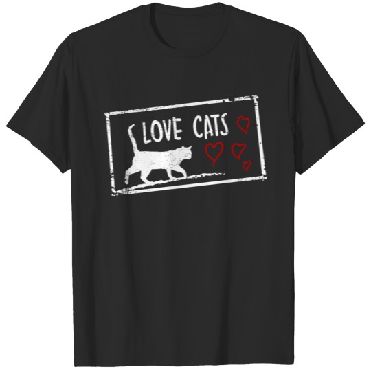Discover Love Cats-Stamp-Animal-Pet-Hearts T-shirt