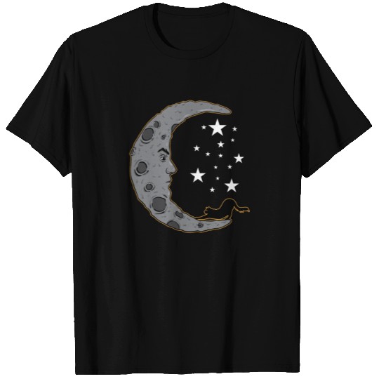 Moon and Stars with Black Cat The Day of the Dead T-shirt