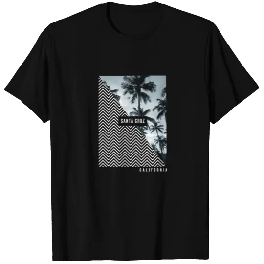 Stylish Santa Cruz California Palm Tree Beach T-shirt