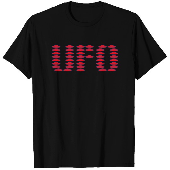 UFO Flying Saucer Chase red blu T-shirt