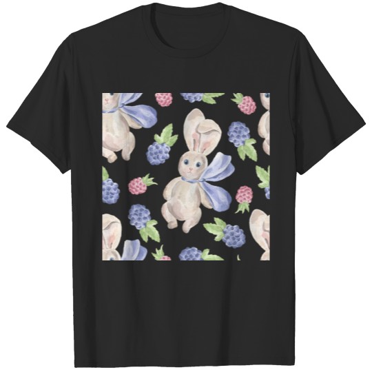 Bunny Watercolor Paint Floral Garden Green Leaves T-shirt
