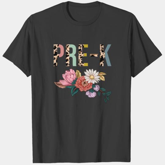 Leopard Pre-K Teacher Floral Teacher Gift T-shirt