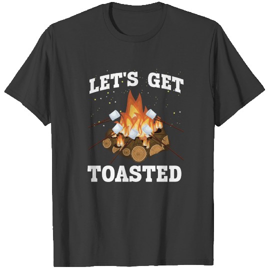 Camping Campfire Marshmallow Let's T-shirt