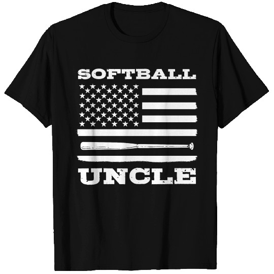 Softball 4th Of July American Flag Softball Uncle T-shirt