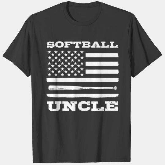 Softball 4th Of July American Flag Softball Uncle T-shirt