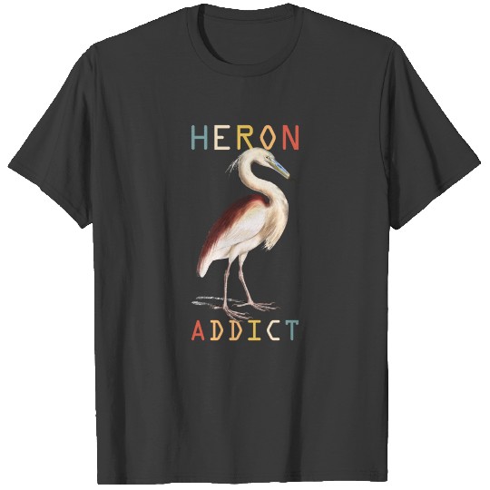 Birdwatching Heron Addict Vintage Birding Gifts T-shirt