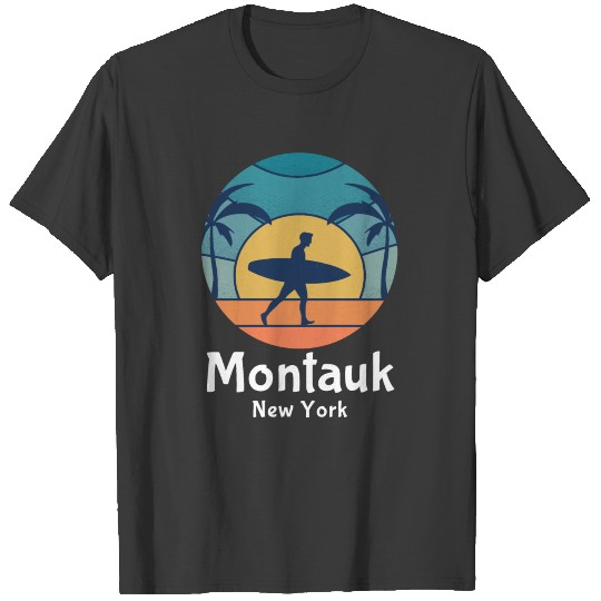 Montauk New York NY Surfing Surfer Vintage Sunset T-shirt