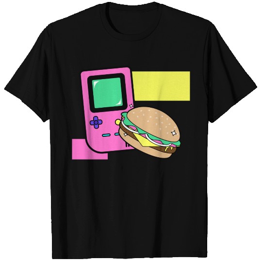 Cool retro gameboy and hamburger - 90's T-shirt