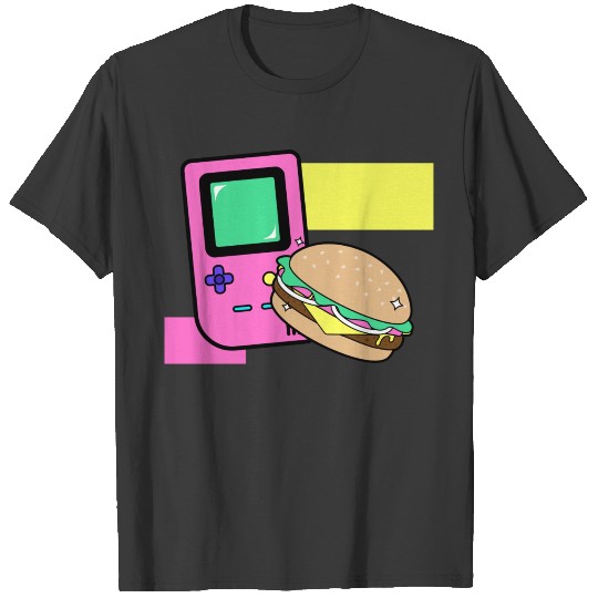 Cool retro gameboy and hamburger - 90's T-shirt