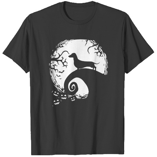 dachshund and moon halloween t dachshund lovers T-shirt