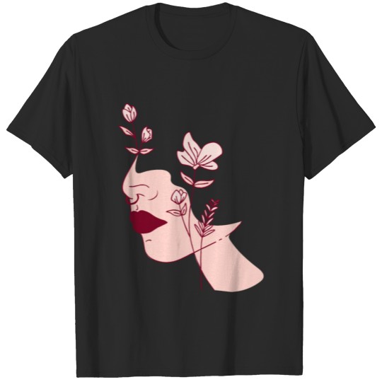 Discover Face Silhouette Lips Nose Ring Flower T-shirt