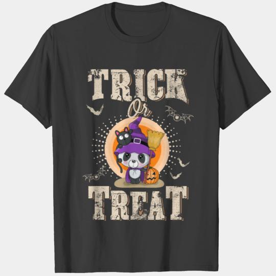 Trick or Treat Halloween Panda in a Witch Costume T-shirt