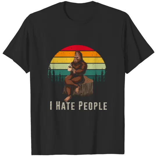Alien and Bigfoot - I Hate People - Funny Sasquatc T-shirt