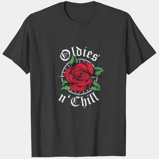 Oldies and Chill Lowrider Oldies Red Roses T-shirt