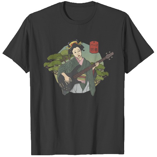 Japanese Musician Geisha Bass Guitar Player T-shirt