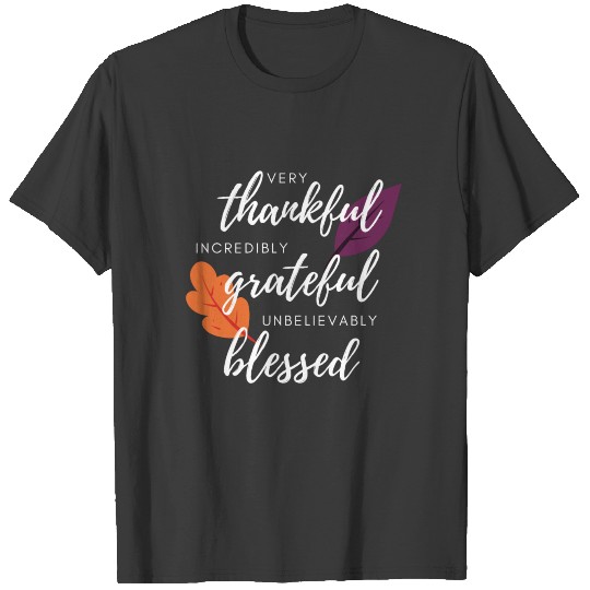 Thankful Grateful Blessed Fall Leaves Design T-shirt