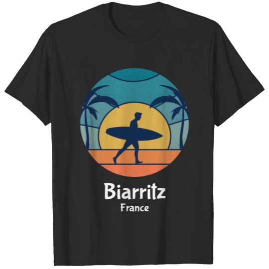 Biarritz France Surfing Vintage Surfer Beach Sun T-shirt