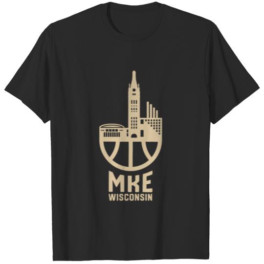 Discover Minimalistic Milwaukee Basketball MKE City Skyline T-shirt