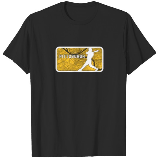 Discover Vintage Pittsburgh Baseball Player Street Map T-shirt