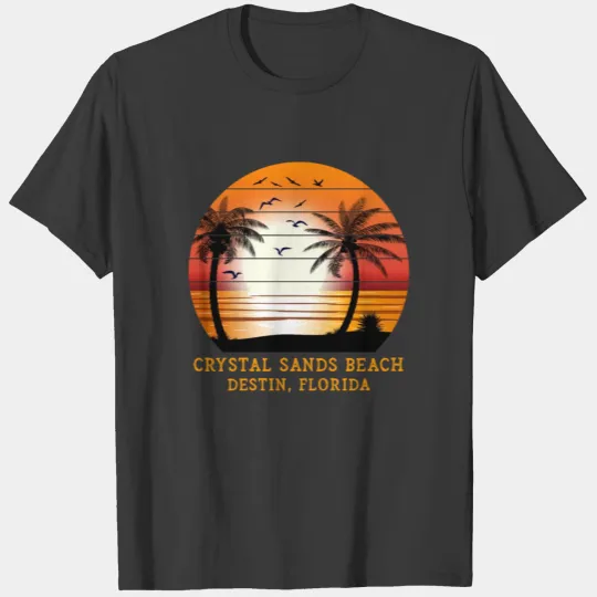 Crystal Sands Beach Destin Florida Vintage Sunset T-shirt