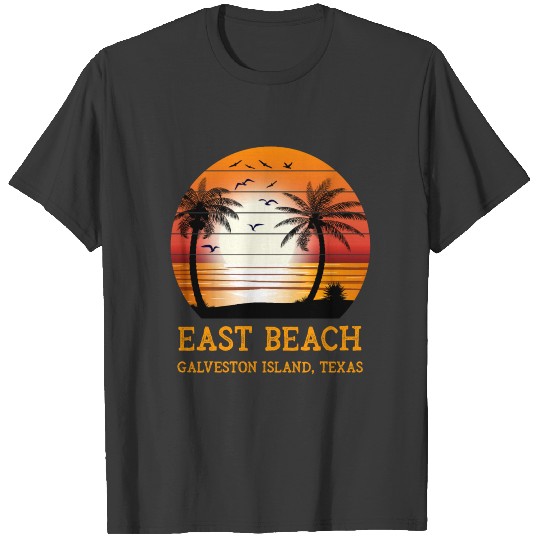 East Beach Galveston Island Texas Vintage Sunset T-shirt