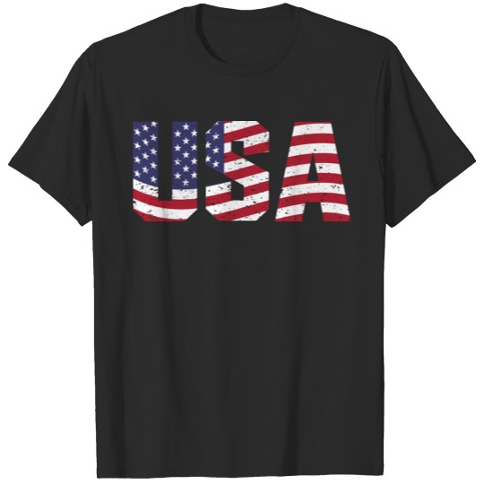Discover USA Flag Red White Blue Letters T-shirt