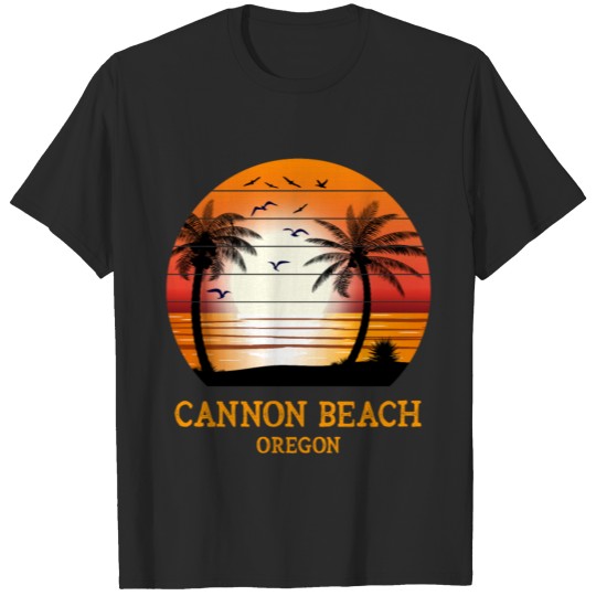 Cannon Beach Oregon Vintage Sunset Retro Summer T-shirt