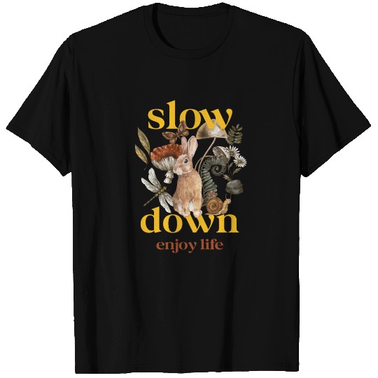 Cottagecore Aesthetic Slow Down Enjoy Life Rabbit T-shirt