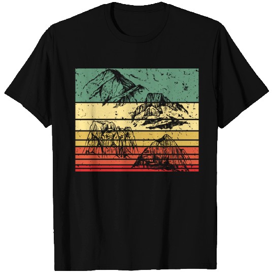 Nature Hiking Mountain Sunset Circle Rainbow Out T-shirt