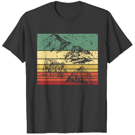 Nature Hiking Mountain Sunset Circle Rainbow Out T-shirt