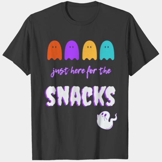 Just here for the Snacks with colorful ghosts T-shirt