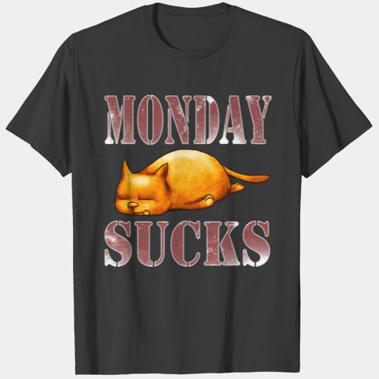 Monday Sucks with depressed Cat T-shirt