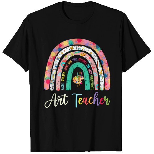 Art Teacher Rainbow Caring Dedicated Boho Rainbow T-shirt