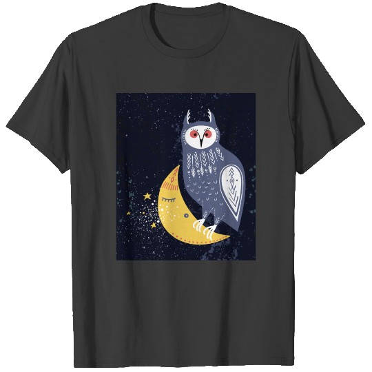 Drawing of an Owl in the Moonlight T-shirt