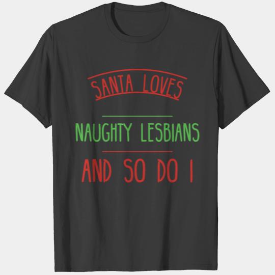 Funny Lesbians Lgbt Santa Naughty 2020 Christmas P T-shirt