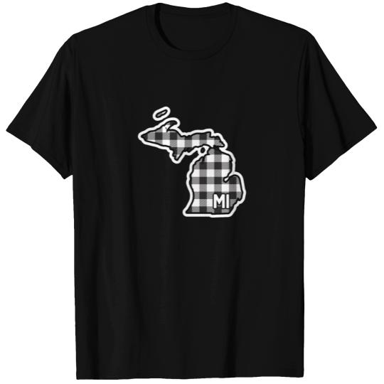 Michigan Gingham Plaid Style Checkered MI State T-shirt