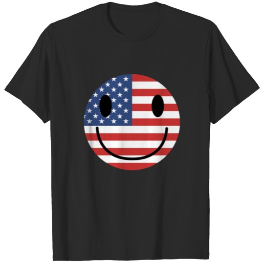 Discover American Flag smile Face 4th Of July smile Facejul T-shirt