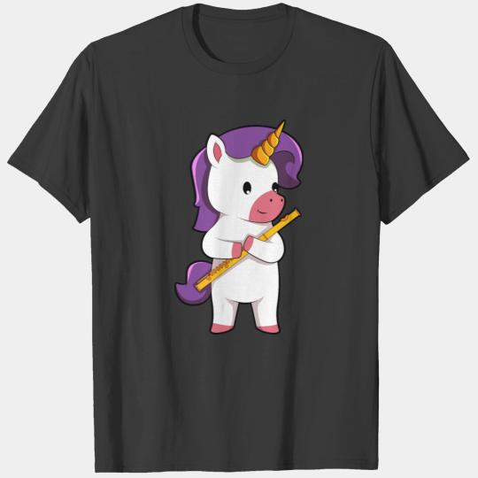 Cute Unicorn With Flute Kawaii Anime Japanese T-shirt