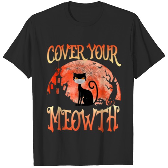 Discover Cover Your Matching Funny Halloween Black Cat T-shirt