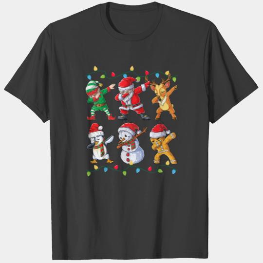 Dabbing Santa Elf Friends Christmas Kids Boys Men T-shirt