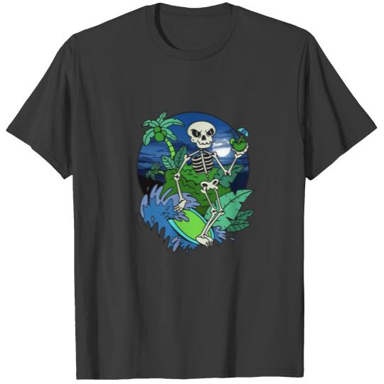 Summer skeleton surfing shirt T-shirt