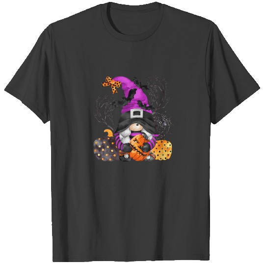 Halloween Witch With Pumpkin Spider & Bats T-shirt