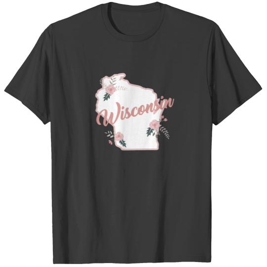 Cute Wisconsin State Floral Rose T-shirt