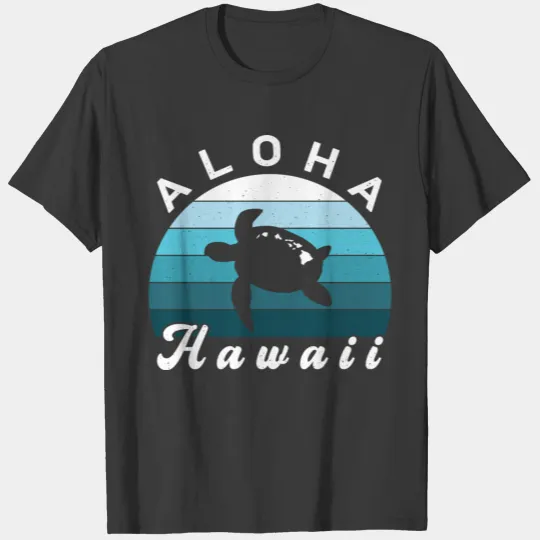 Aloha Hawaii HI Hawaiian Island Map Turtle T-shirt