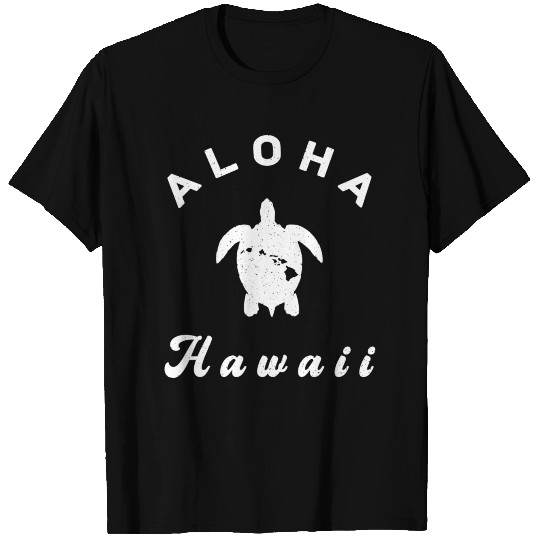 Aloha Hawaii HI Hawaiian Island Map Turtle T-shirt
