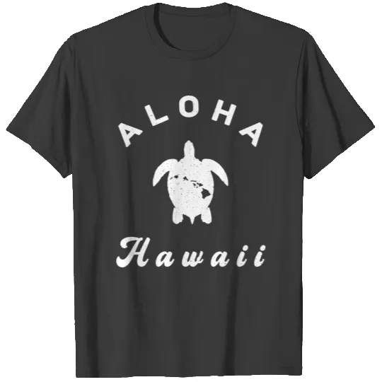 Aloha Hawaii HI Hawaiian Island Map Turtle T-shirt