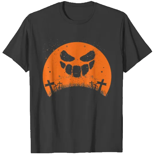 Scary face pumpkin ghost Halloween Vintage Retro T-shirt