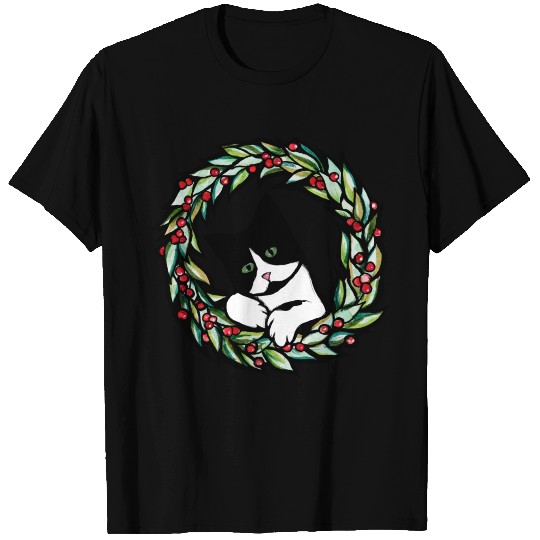 Tuxedo Cat Christmas T-shirt