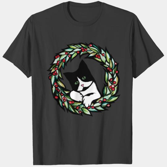 Tuxedo Cat Christmas T-shirt