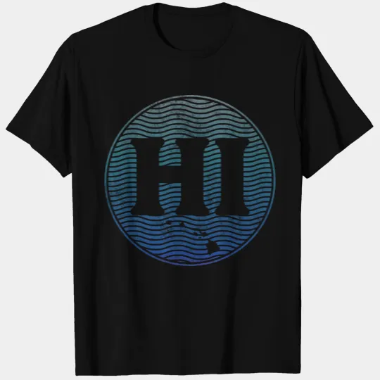 Hawaii HI Hawaiian Island Islands Map Wave Circle T-shirt